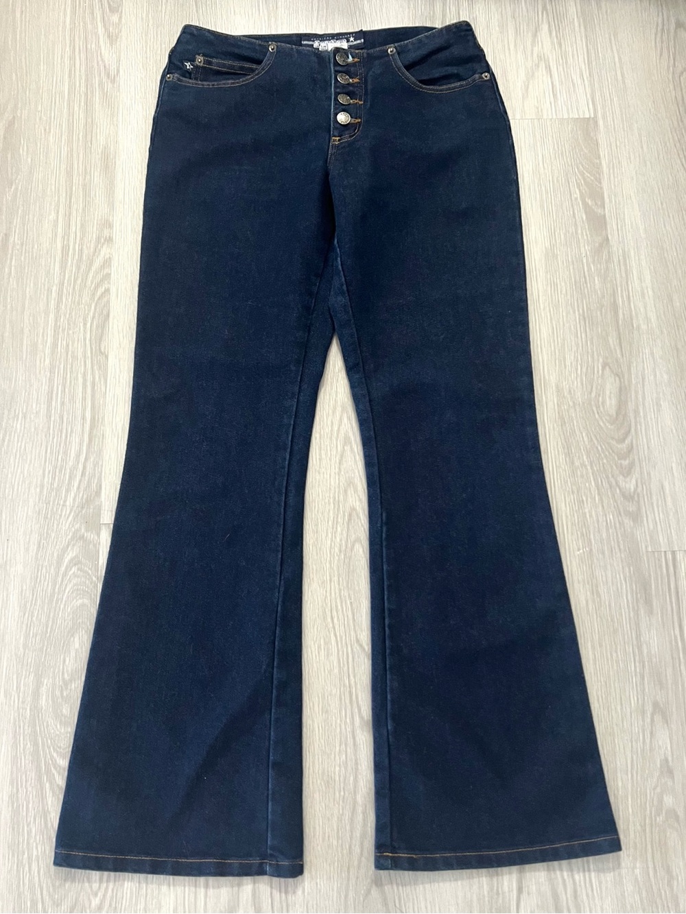 VINTAGE Denim 1990s TYTE Jeans Low Rise Flare Dark Wash Vtg 90s Size 7